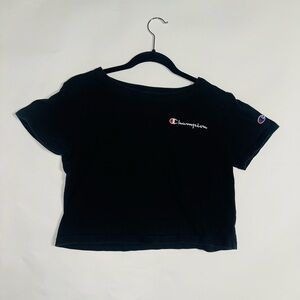 Champion Black Short Sleeve Crop T-Shirt